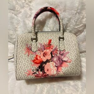 Guess Cream Floral Satchel Bag